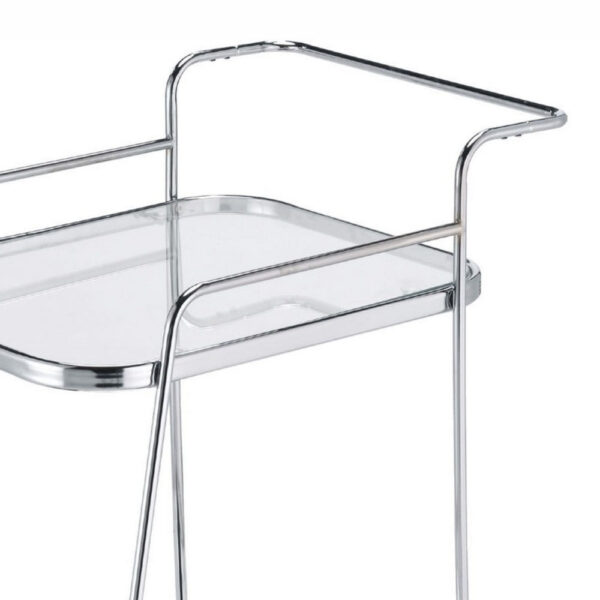 Clear Glass 2-Tier Serving Cart With Chrome Finish