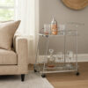 Clear Glass 2-Tier Serving Cart With Chrome Finish