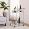 Clear Glass 2-Tier Serving Cart With Chrome Finish