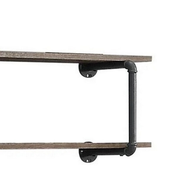 Antique Metal Framed Wall Rack, Brown and Gray