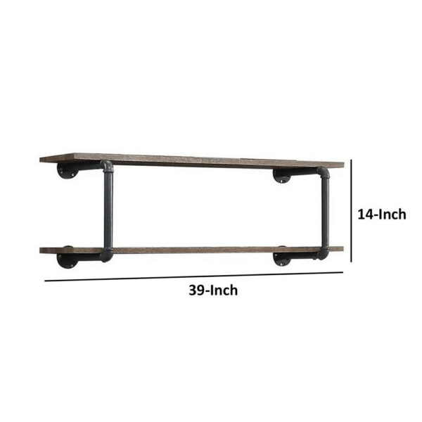 Antique Metal Framed Wall Rack, Brown and Gray