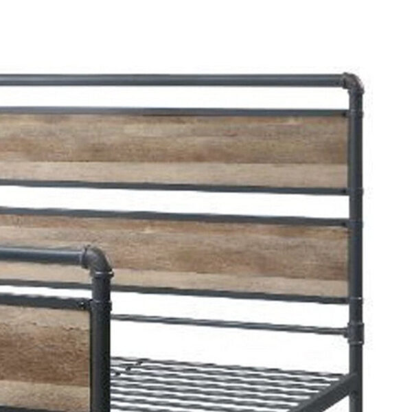 Metal Framed Full Bed, Brown and Gray