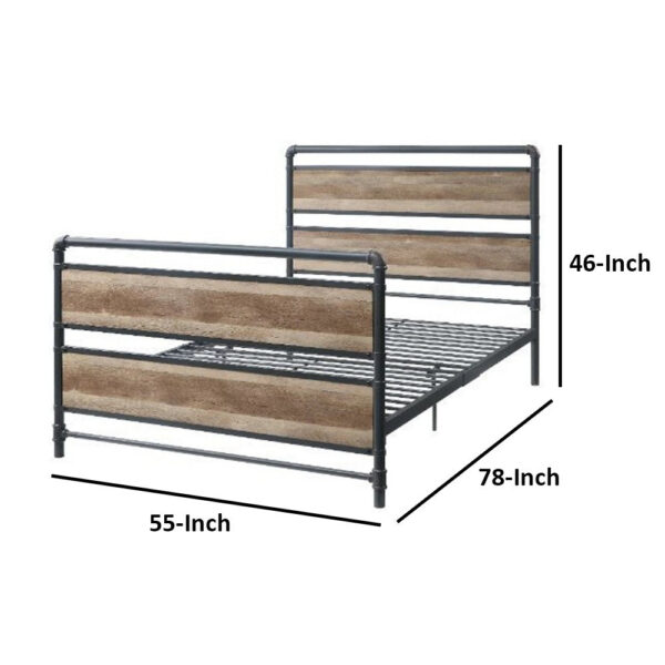 Metal Framed Full Bed, Brown and Gray