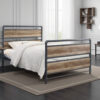 Metal Framed Full Bed, Brown and Gray