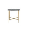 End Table with Oval Marble Top and X Shaped Support, Gray and Gold