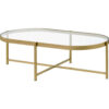 Coffee Table with Oblong Glass Top and Metal Frame, Gold