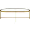 Coffee Table with Oblong Glass Top and Metal Frame, Gold