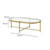 Coffee Table with Oblong Glass Top and Metal Frame, Gold