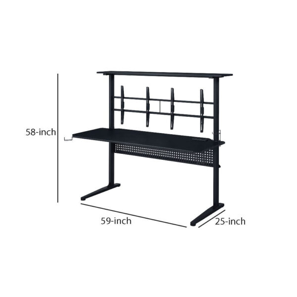 Gaming Table with USB-Port, Black