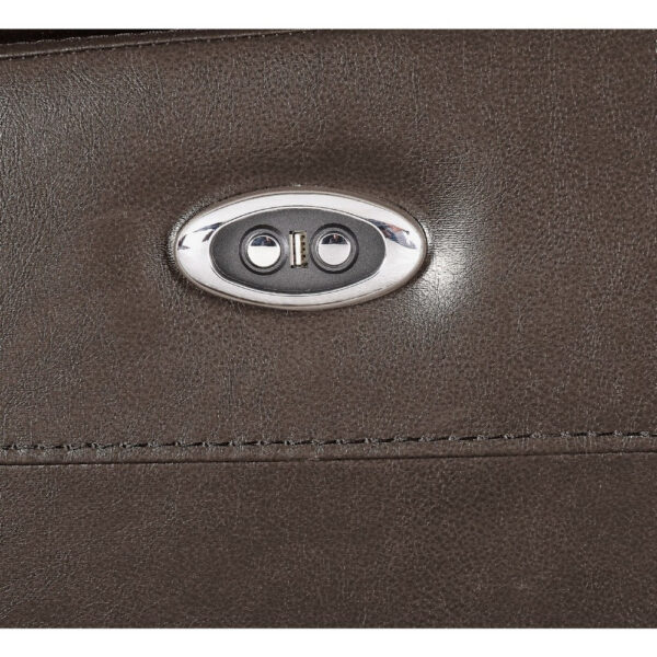 Leatherette Power Recliner with Nailhead Trim Accent, Brown