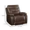 Leatherette Power Recliner with Nailhead Trim Accent, Brown