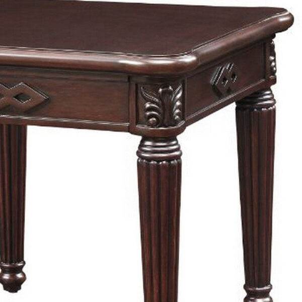 End Table with Traditional Style and Turned Legs, Espresso Brown