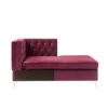 Chaise with Velvet Upholstery and Metal Legs, Red