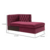 Chaise with Velvet Upholstery and Metal Legs, Red