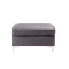 Ottoman with Velvet Upholstery and Metal Legs, Gray