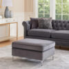 Ottoman with Velvet Upholstery and Metal Legs, Gray