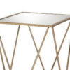 End Table with Mirror Top and Open Geometric Base, Champagne Gold