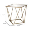 End Table with Mirror Top and Open Geometric Base, Champagne Gold
