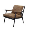 Accent Chair with Leatherette Seat and Tubular Frame, Brown