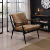 Accent Chair with Leatherette Seat and Tubular Frame, Brown