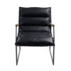 Accent Chair with Leatherette Seat and Metal Frame, Black