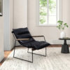 Accent Chair with Leatherette Seat and Metal Frame, Black