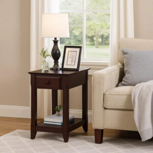 1502202669917031e5e80.jpeg Accent Table with 1 Drawer and Bottom Shelf, Brown
