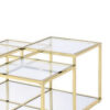 Coffee Table with Glass Top and Tubular Frame, Gold