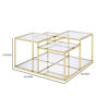 Coffee Table with Glass Top and Tubular Frame, Gold