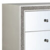 Nightstand with Mirrored Front 2 Drawers, Champagne Silver