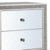 Nightstand with Mirrored Front 2 Drawers, Champagne Silver