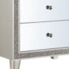 Nightstand with Mirrored Front 2 Drawers, Champagne Silver