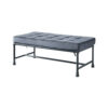 Bench with Button Tufted Seat and Pipe Style Metal Frame, Gray