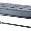 Bench with Button Tufted Seat and Pipe Style Metal Frame, Gray