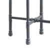 End Table with Round Glass Top and Metal Pipe Style Legs, Gray