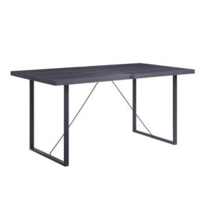 Dining Table with Rectangular Metal Inserted Top and Sled Base, Gray