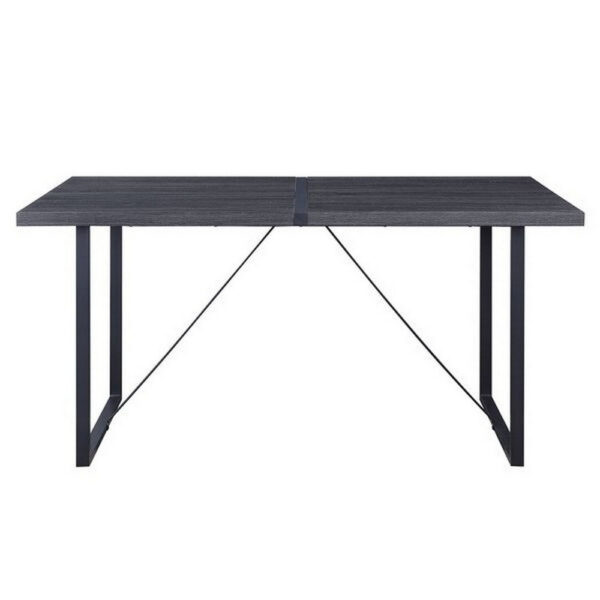 15022026699170d9a1985.jpeg Dining Table with Rectangular Metal Inserted Top and Sled Base, Gray