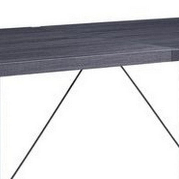 15022026699170db2190d.jpeg Dining Table with Rectangular Metal Inserted Top and Sled Base, Gray