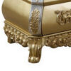 Nightstand with Bombe Shaped and 3 Carved Drawers, Gold