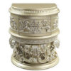 Nightstand with Scrolled Carvings and Half Moon Shape, Champagne Silver