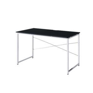 1502202669917123eee32.jpeg Writing Desk with X Shaped Crossbar Support, Black and White