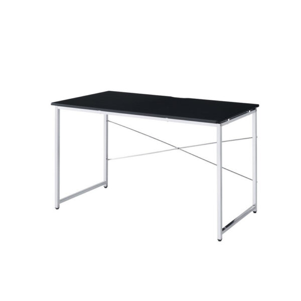 Writing Desk with X Shaped Crossbar Support, Black and White