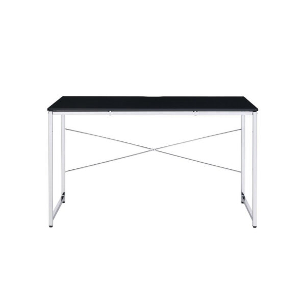 Writing Desk with X Shaped Crossbar Support, Black and White