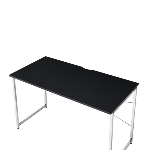 Writing Desk with X Shaped Crossbar Support, Black and White