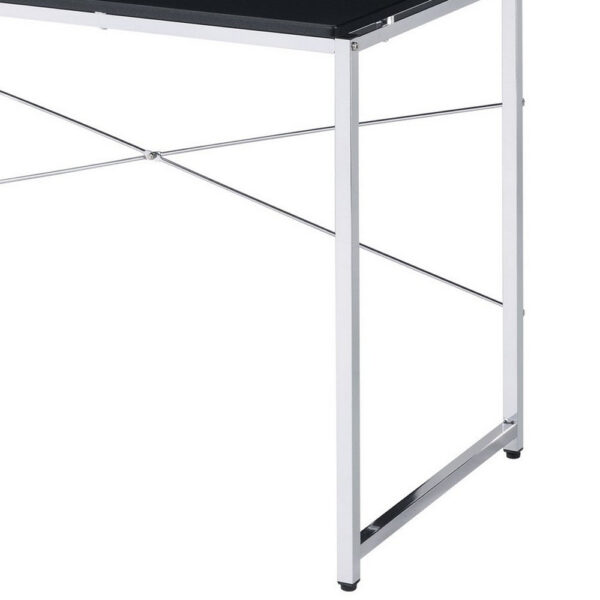 Writing Desk with X Shaped Crossbar Support, Black and White