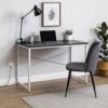 Writing Desk with X Shaped Crossbar Support, Black and White