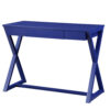 Writing Desk with X Base and 1 Center Drawer, Blue