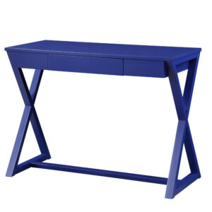 150220266991721d6b36a.jpeg Writing Desk with X Base and 1 Center Drawer, Blue