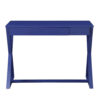 Writing Desk with X Base and 1 Center Drawer, Blue