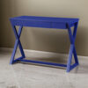 Writing Desk with X Base and 1 Center Drawer, Blue